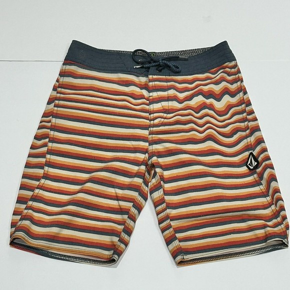 Volcom Stoneys Boardshorts Mens 26 Stripped‎ Swim Trunks EUC - Picture 1 of 6
